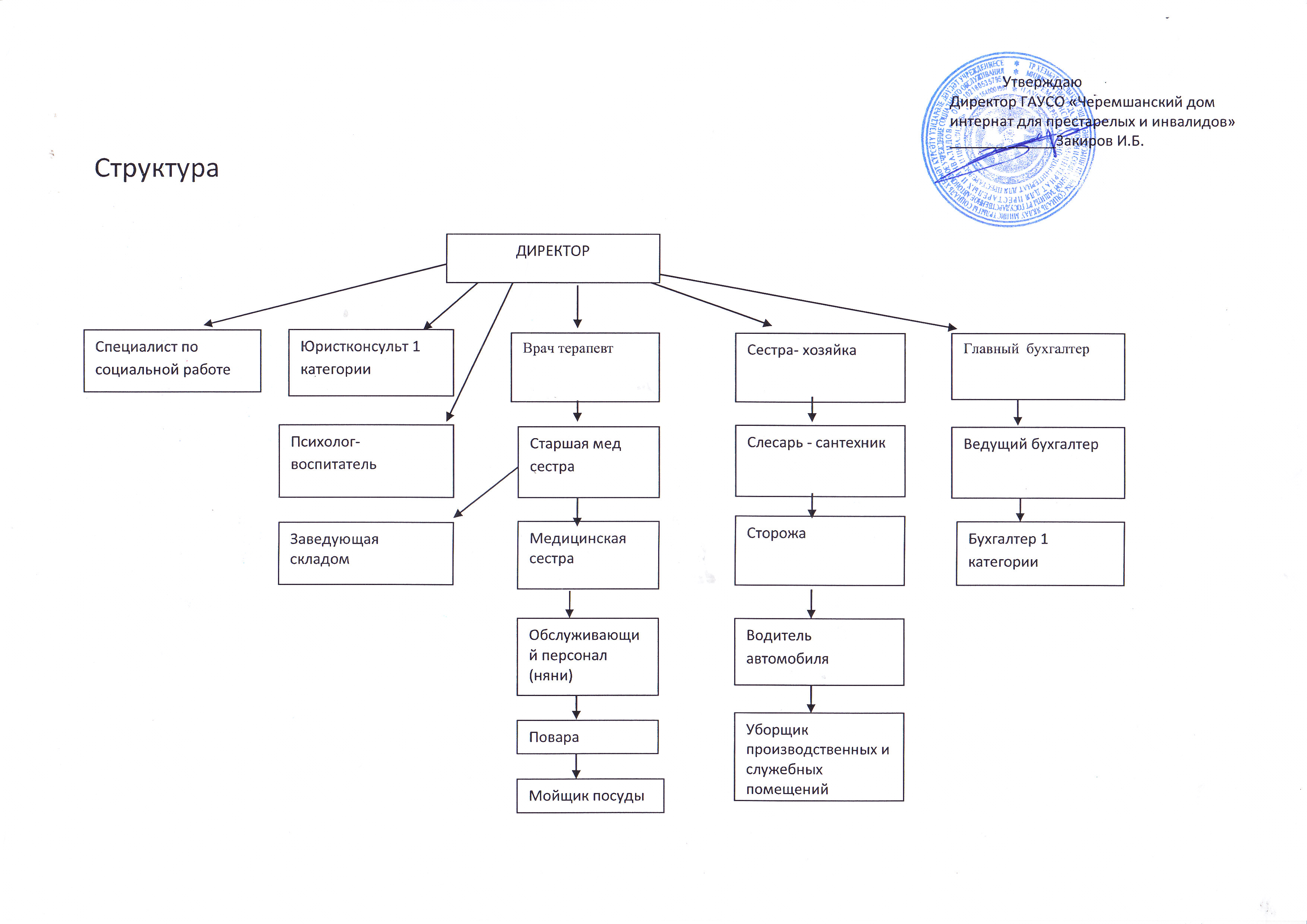 Структура дома интерната для престарелых и инвалидов